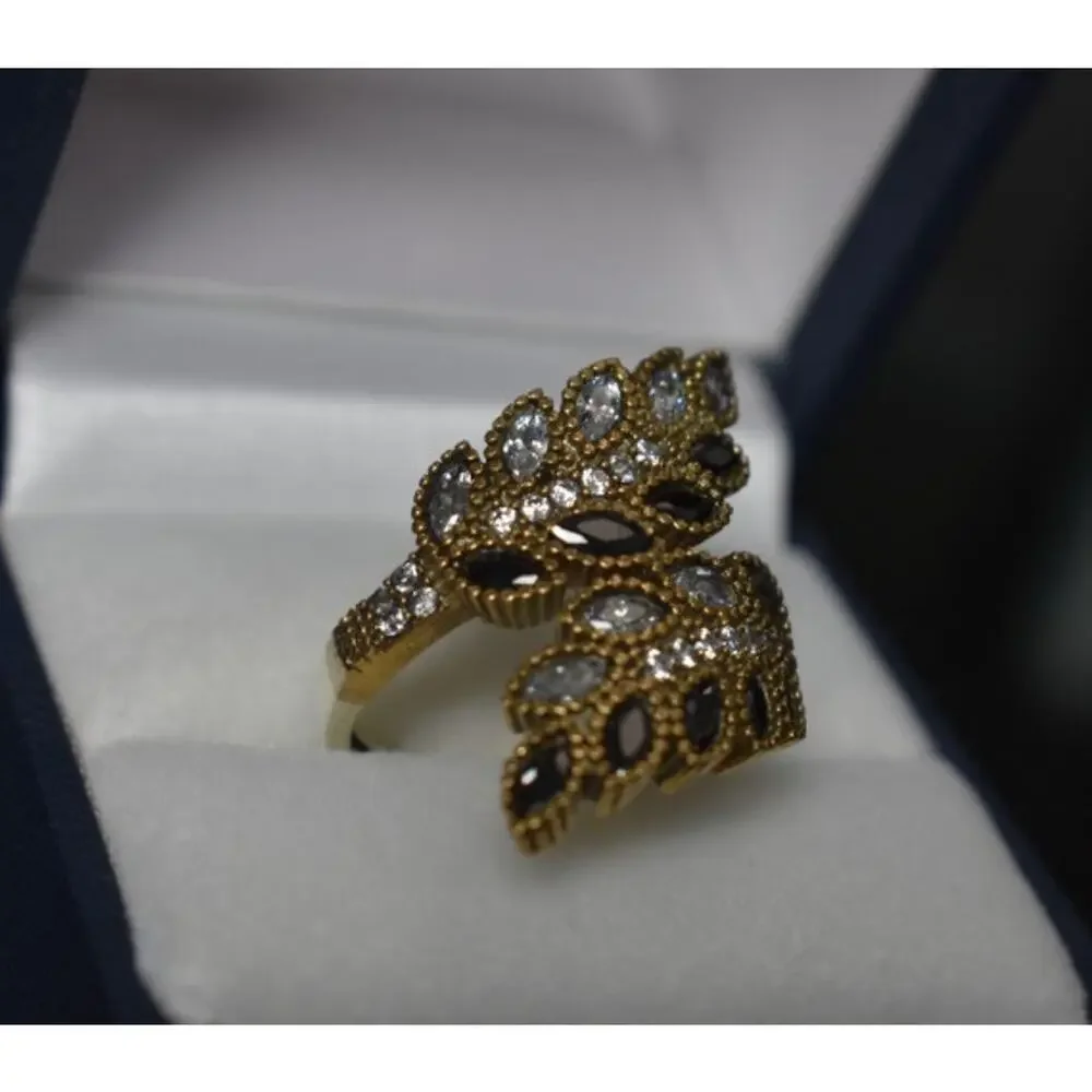 925 Sterling Silver with Gilding Alpanite & CZ Ring Size 9